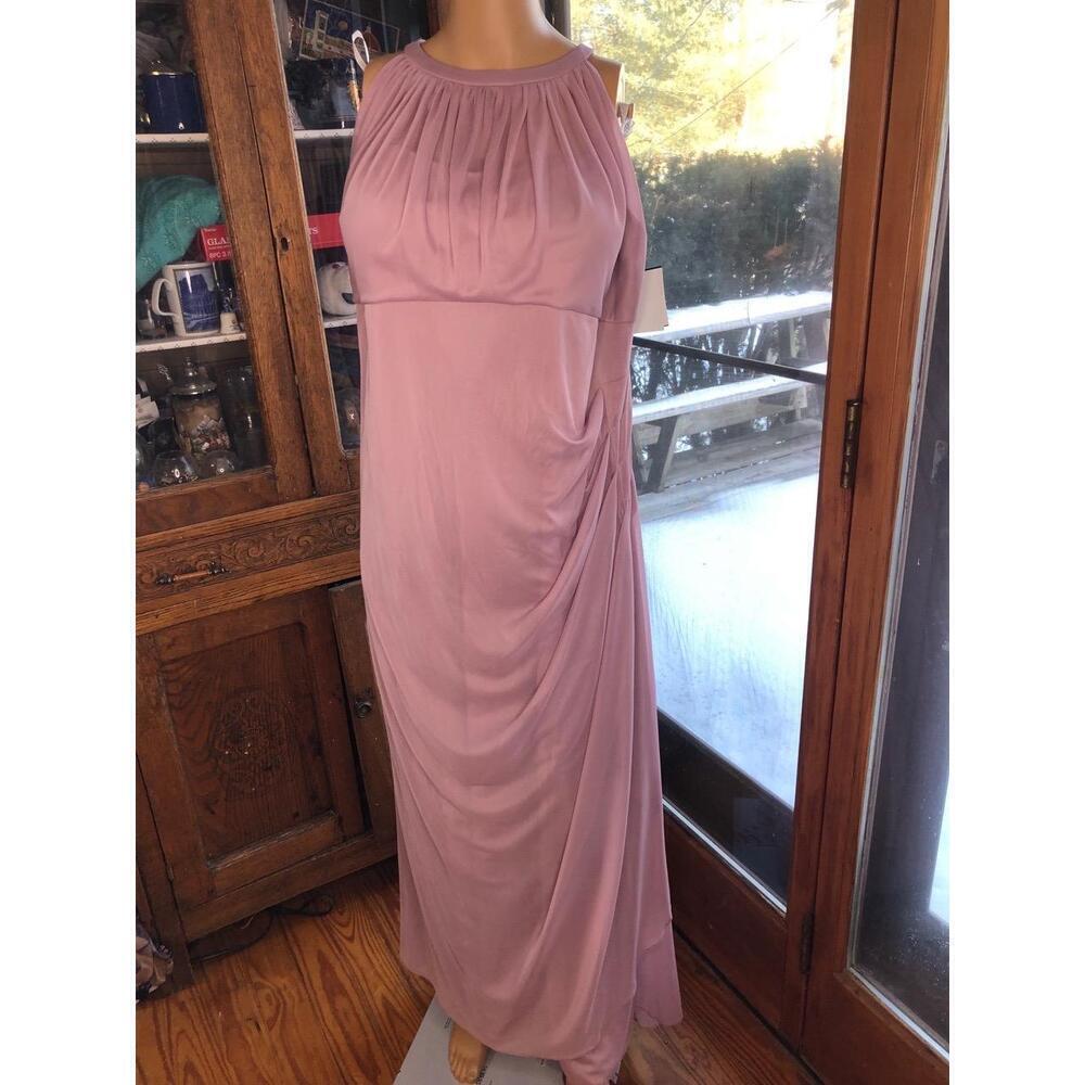 NWT David's Bridal mauve Pink Sleeveless Pleated Bodice Womens Dress Size 22